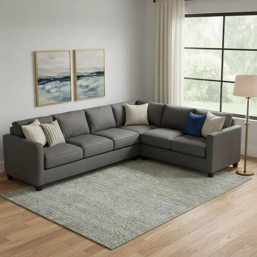 Sage And Beige Abstract Washable Area Rug With UV Protection Photo 2