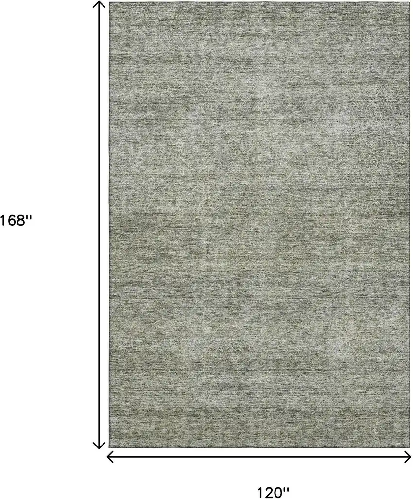Sage And Beige Abstract Washable Area Rug With UV Protection Photo 9