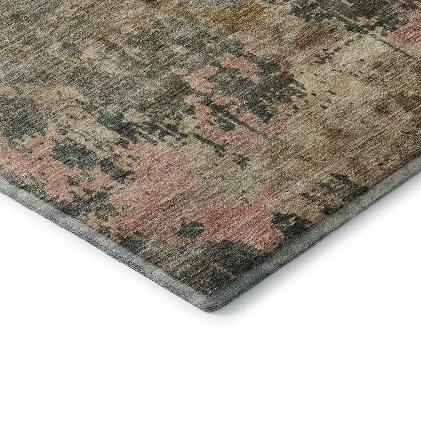 Sage And Beige Abstract Washable Area Rug With UV Protection Photo 7