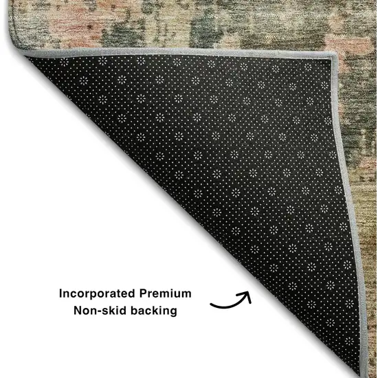 Sage And Beige Abstract Washable Area Rug With UV Protection Photo 6