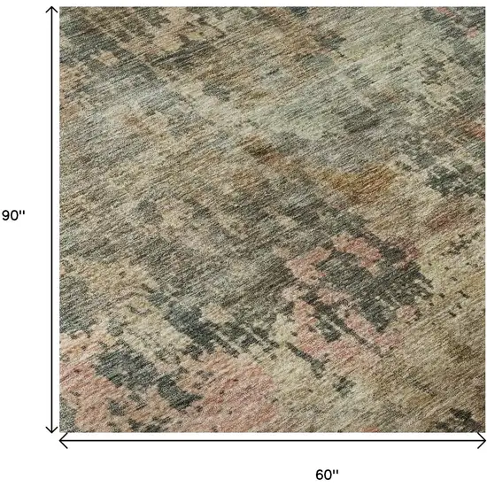 Sage And Beige Abstract Washable Area Rug With UV Protection Photo 9