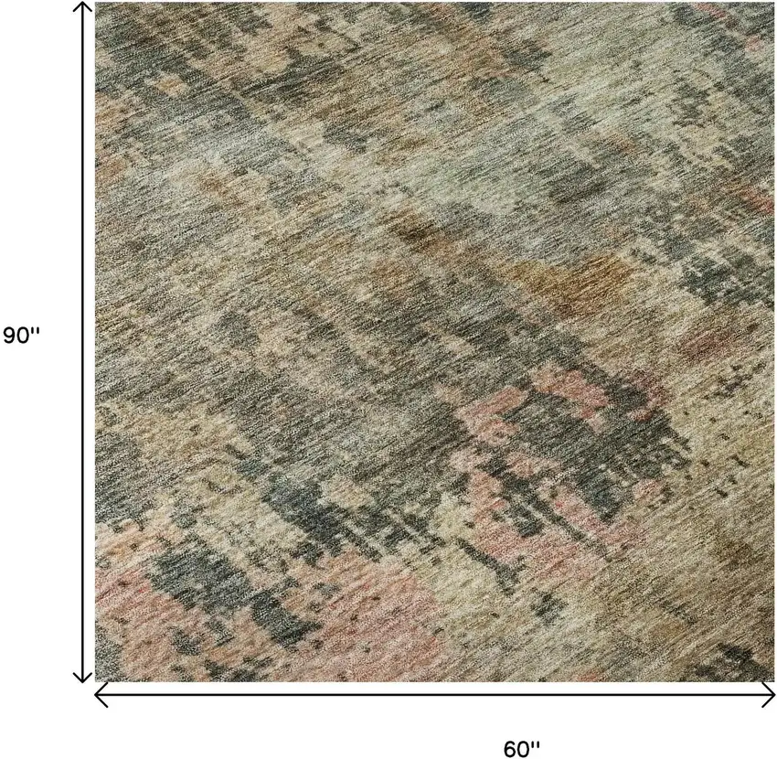 Sage And Beige Abstract Washable Area Rug With UV Protection Photo 9