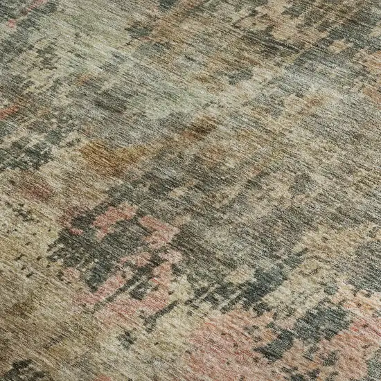 Sage And Beige Abstract Washable Area Rug With UV Protection Photo 2