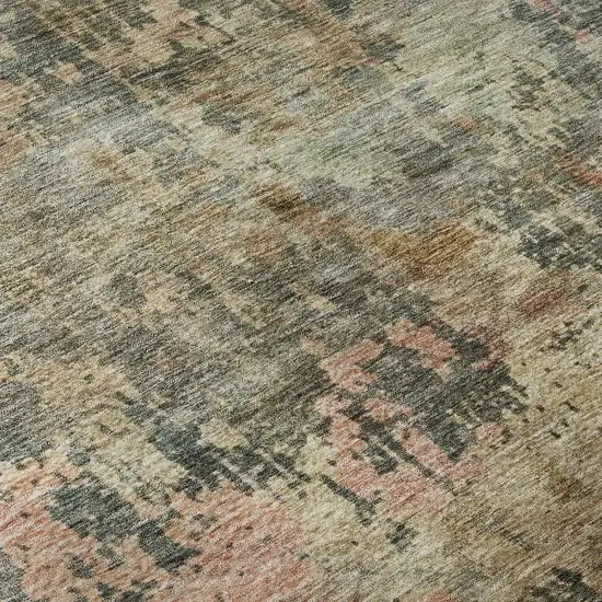 Sage And Beige Abstract Washable Area Rug With UV Protection Photo 1