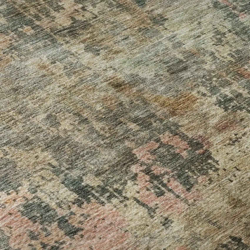 Sage And Beige Abstract Washable Area Rug With UV Protection Photo 1