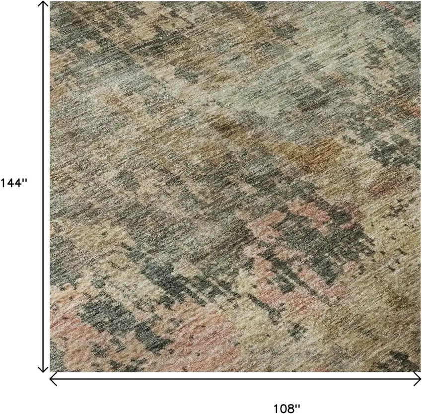 Sage And Beige Abstract Washable Area Rug With UV Protection Photo 8