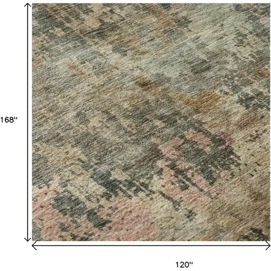 Sage And Beige Abstract Washable Area Rug With UV Protection Photo 8