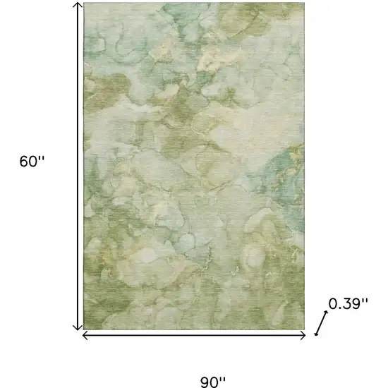 Sage And Beige Abstract Washable Area Rug With UV Protection Photo 8
