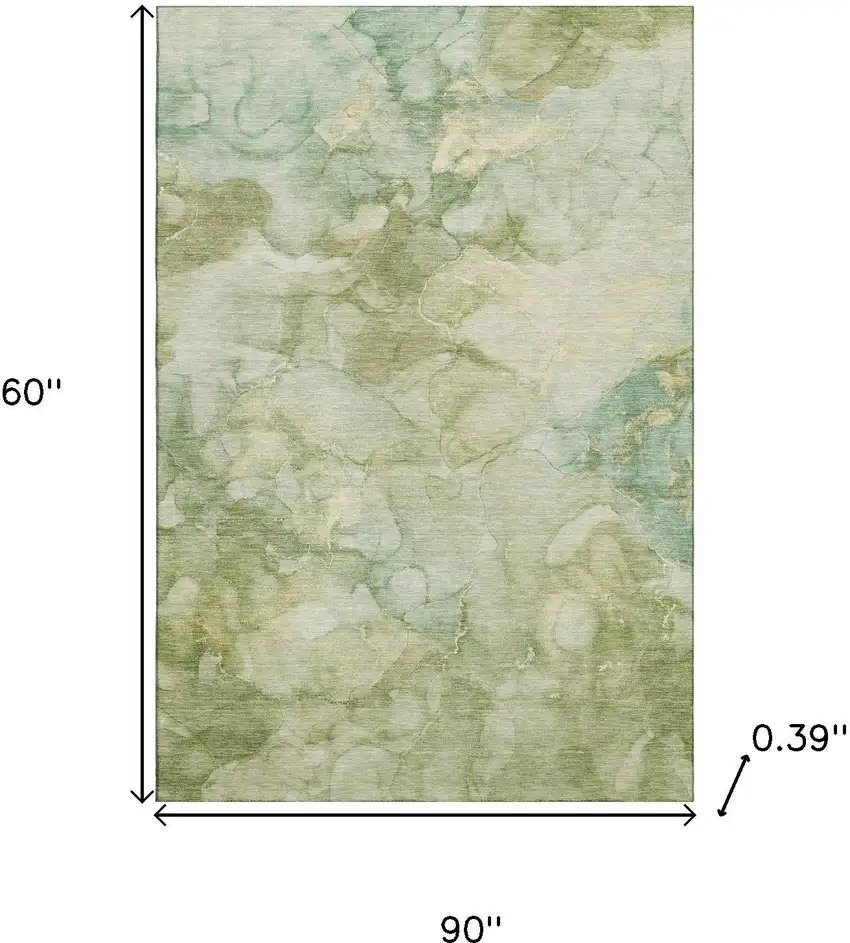 Sage And Beige Abstract Washable Area Rug With UV Protection Photo 8