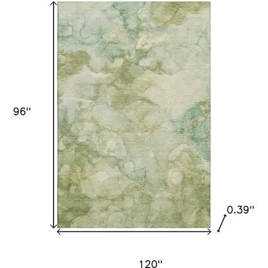 Sage And Beige Abstract Washable Area Rug With UV Protection Photo 9