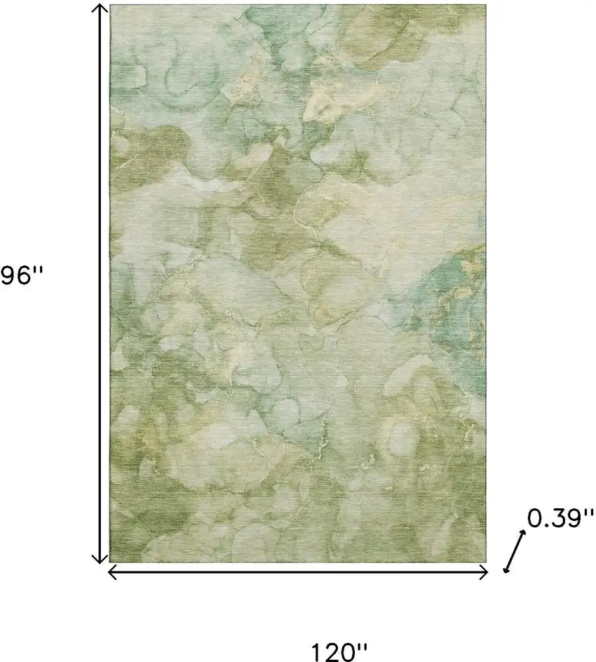 Sage And Beige Abstract Washable Area Rug With UV Protection Photo 9