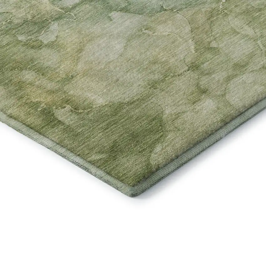 Sage And Beige Abstract Washable Area Rug With UV Protection Photo 7