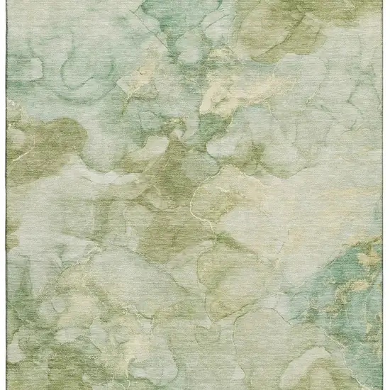 Sage And Beige Abstract Washable Area Rug With UV Protection Photo 3