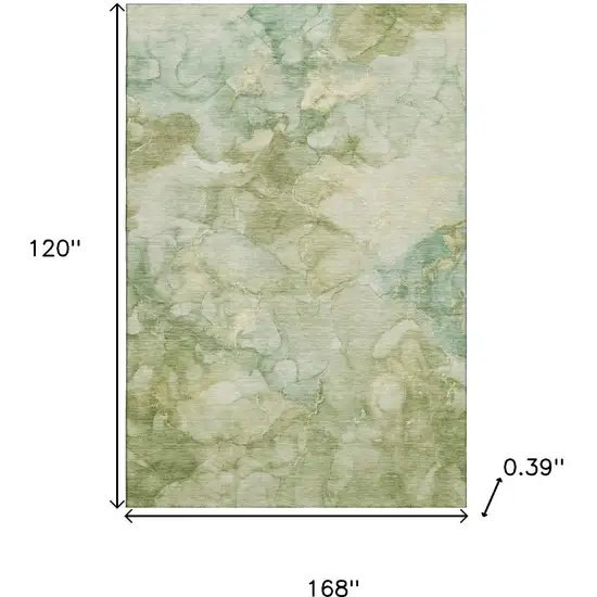 Sage And Beige Abstract Washable Area Rug With UV Protection Photo 9