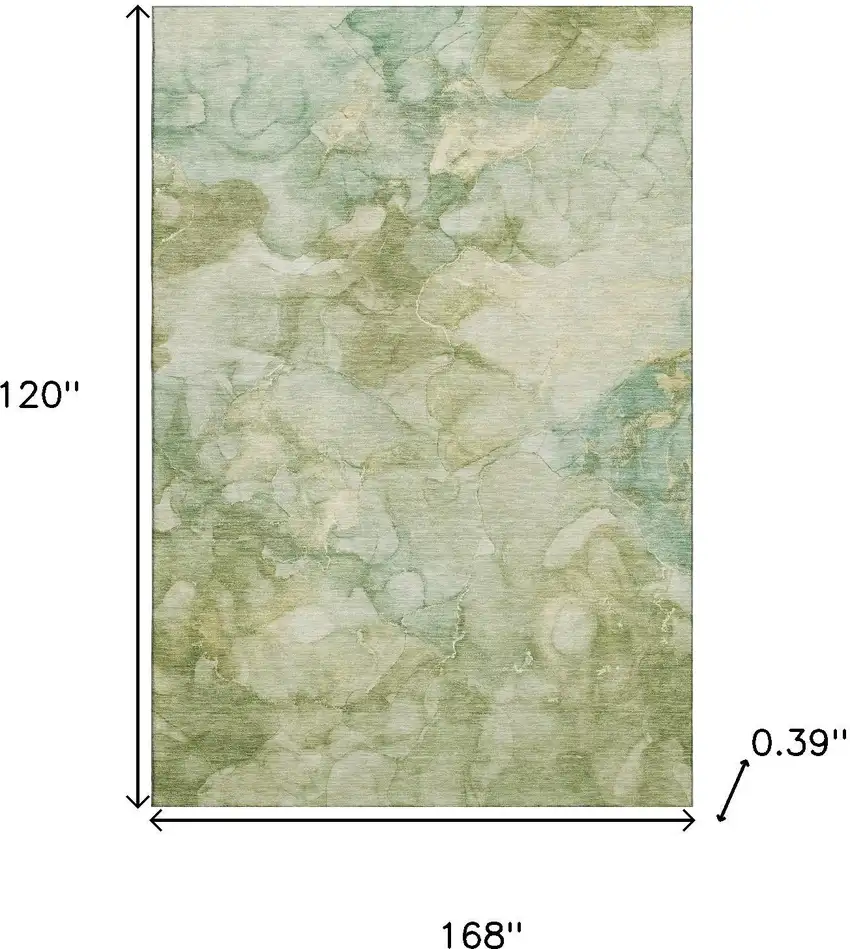 Sage And Beige Abstract Washable Area Rug With UV Protection Photo 9