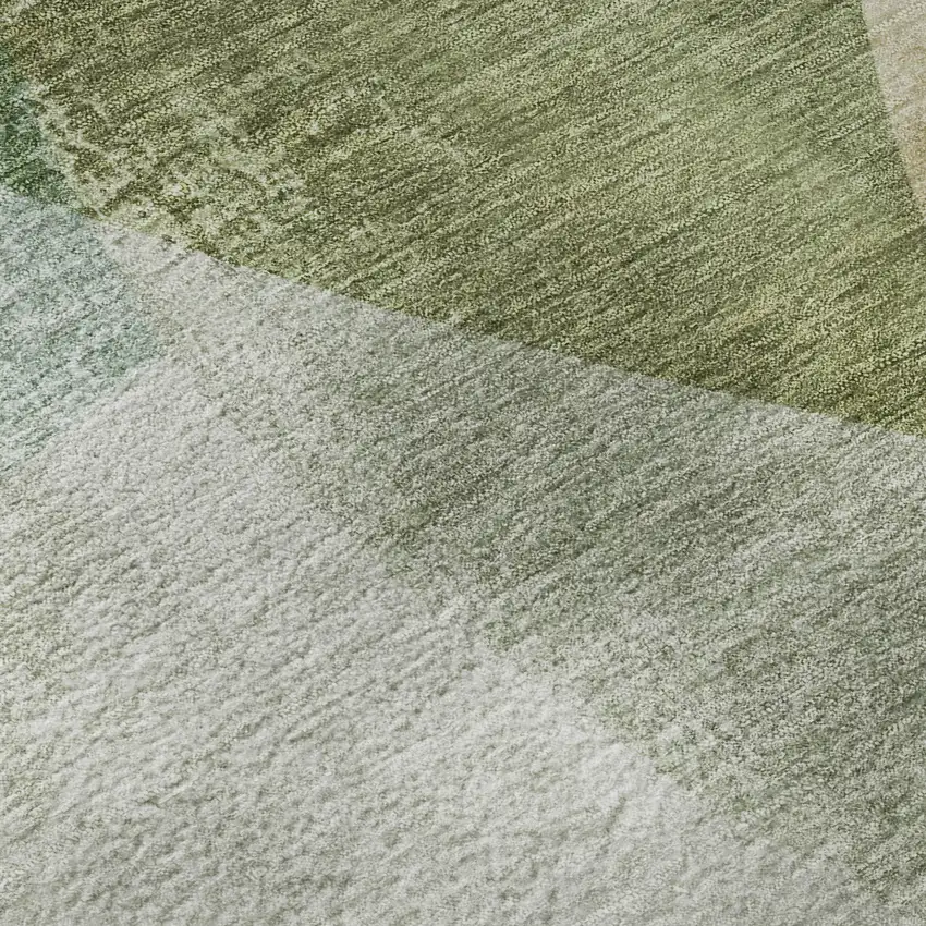 Sage And Beige Abstract Washable Area Rug With UV Protection Photo 8