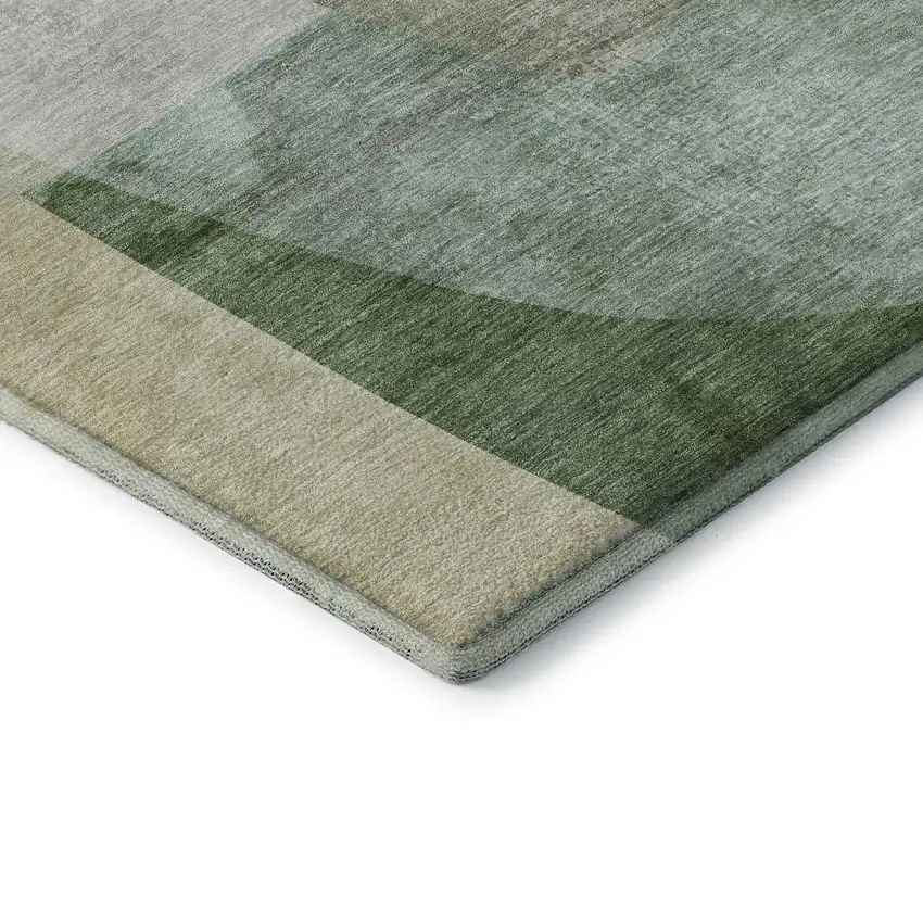 Sage And Beige Abstract Washable Area Rug With UV Protection Photo 7