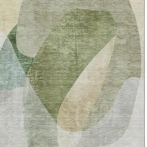 Photo of Sage And Beige Abstract Washable Area Rug With UV Protection