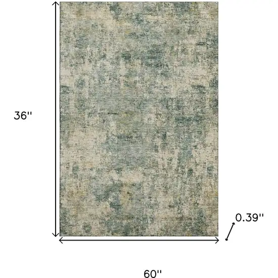 Sage And Beige Abstract Washable Area Rug With UV Protection Photo 8