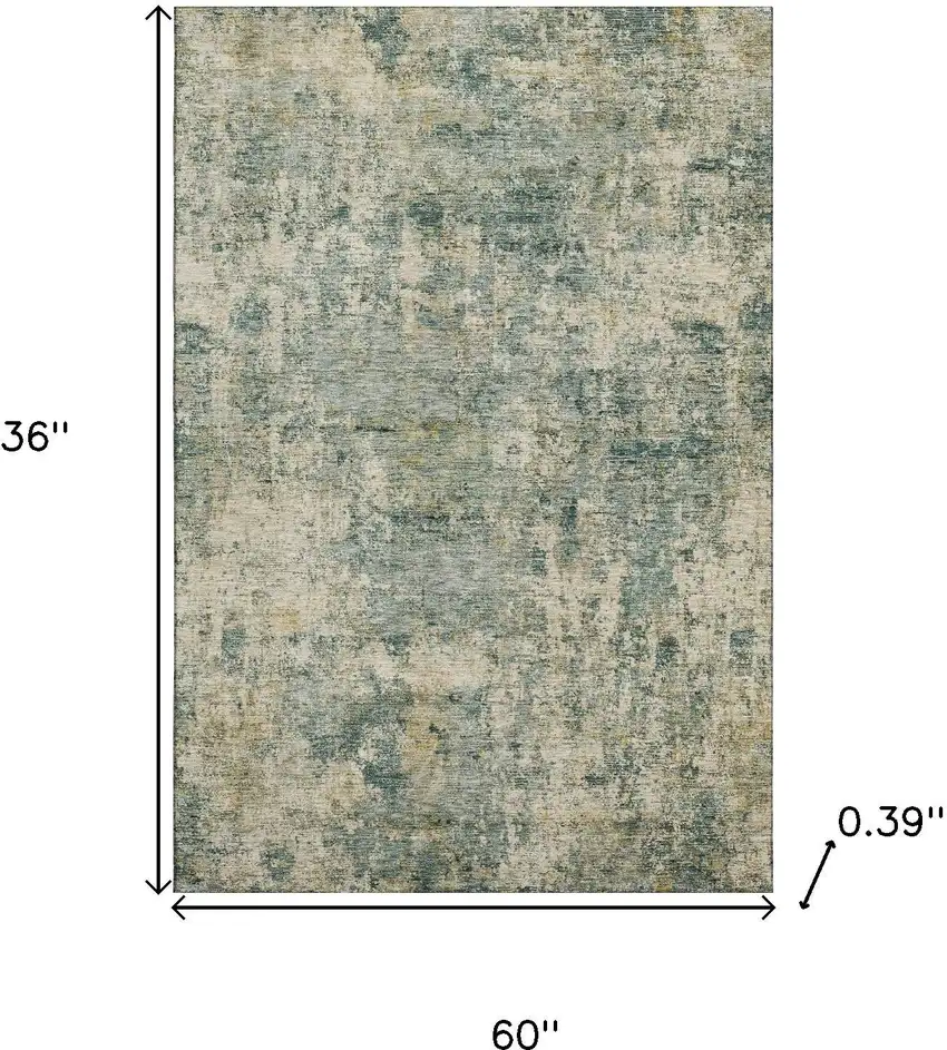 Sage And Beige Abstract Washable Area Rug With UV Protection Photo 8