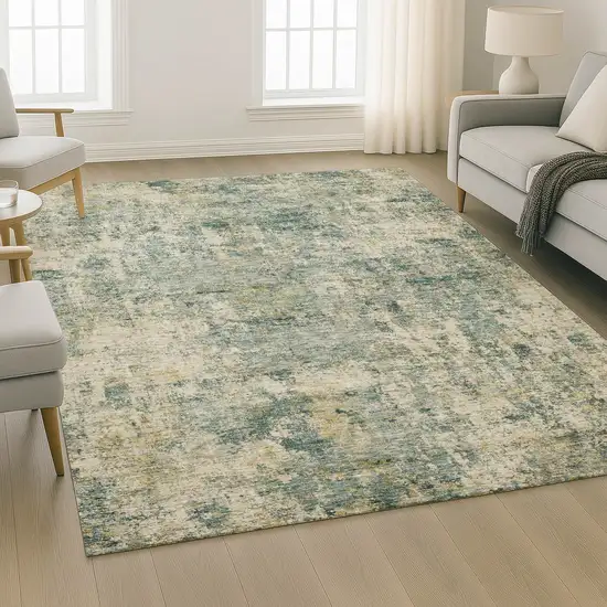 Sage And Beige Abstract Washable Area Rug With UV Protection Photo 6