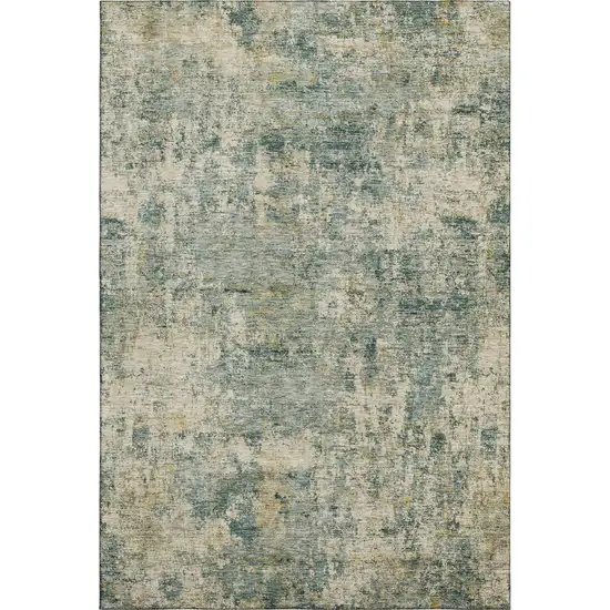 Sage And Beige Abstract Washable Area Rug With UV Protection Photo 1