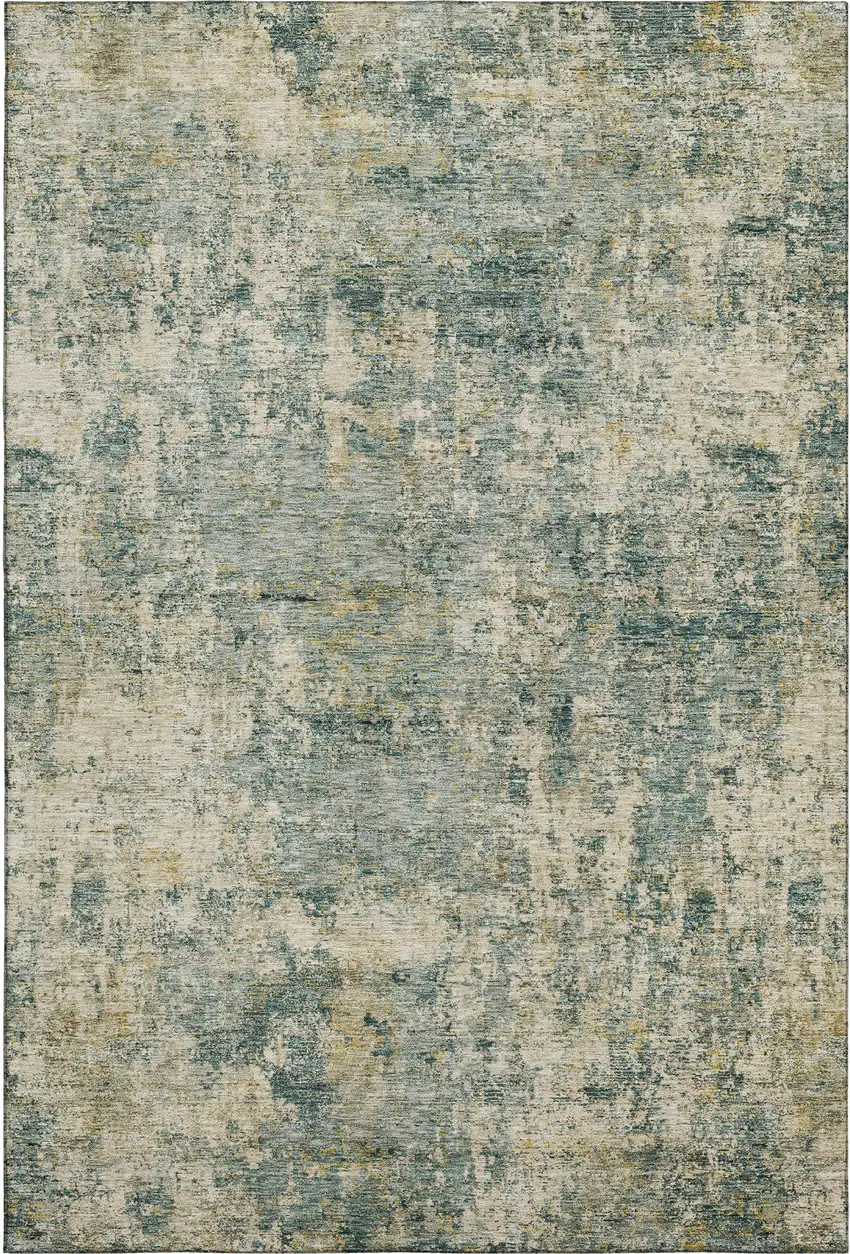 Sage And Beige Abstract Washable Area Rug With UV Protection Photo 1