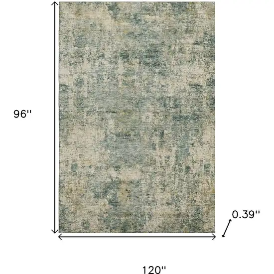 Sage And Beige Abstract Washable Area Rug With UV Protection Photo 8