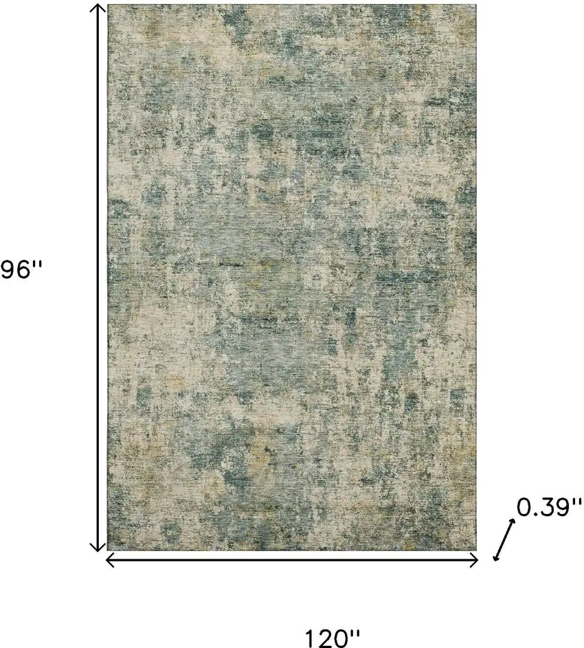 Sage And Beige Abstract Washable Area Rug With UV Protection Photo 8