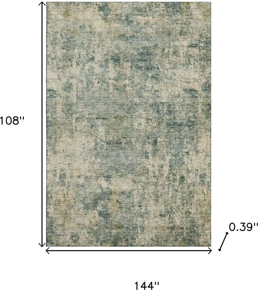 Sage And Beige Abstract Washable Area Rug With UV Protection Photo 8