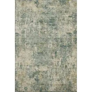 Photo of Sage And Beige Abstract Washable Area Rug With UV Protection
