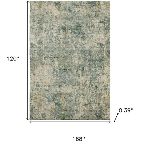 Sage And Beige Abstract Washable Area Rug With UV Protection Photo 8