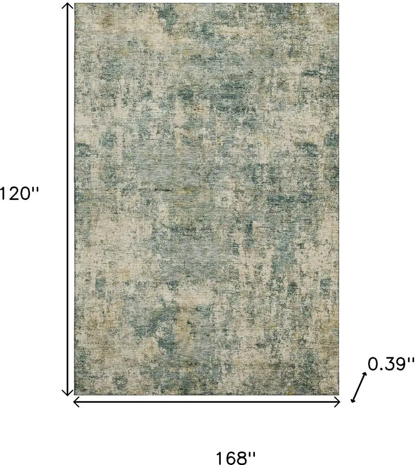 Sage And Beige Abstract Washable Area Rug With UV Protection Photo 8