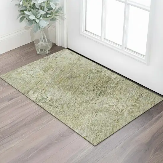 Sage And Beige Abstract Washable Area Rug With UV Protection Photo 2