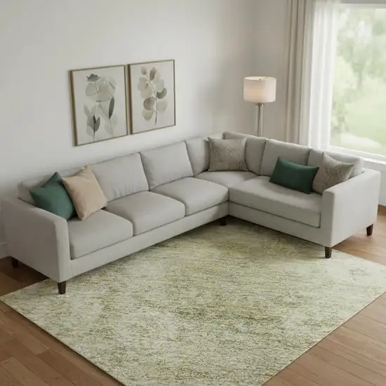 Sage And Beige Abstract Washable Area Rug With UV Protection Photo 2