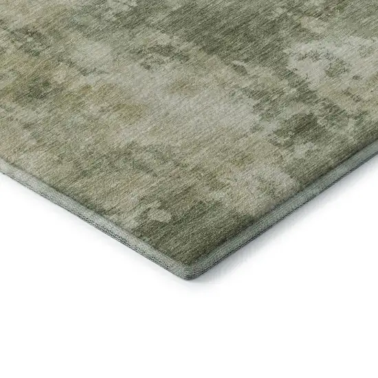 Sage And Beige Abstract Washable Area Rug With UV Protection Photo 6