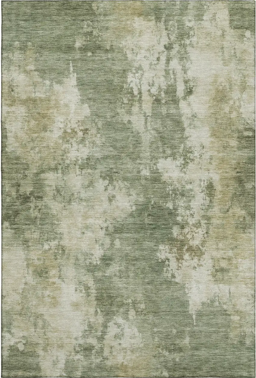 Sage And Beige Abstract Washable Area Rug With UV Protection Photo 6
