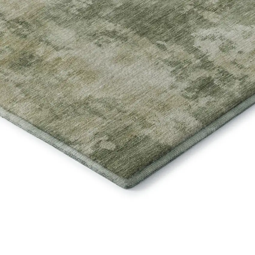 Sage And Beige Abstract Washable Area Rug With UV Protection Photo 7