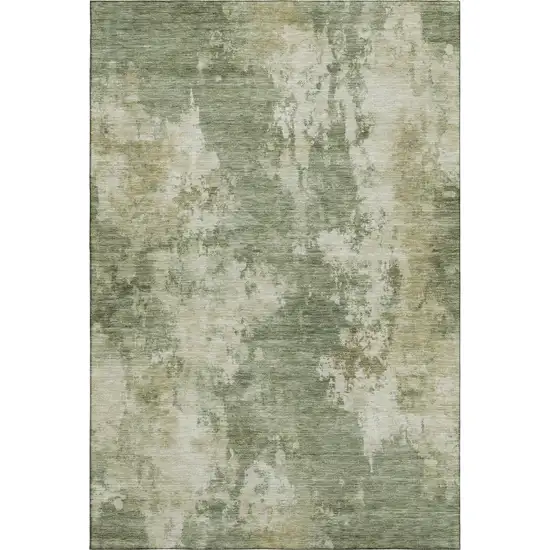Sage And Beige Abstract Washable Area Rug With UV Protection Photo 5