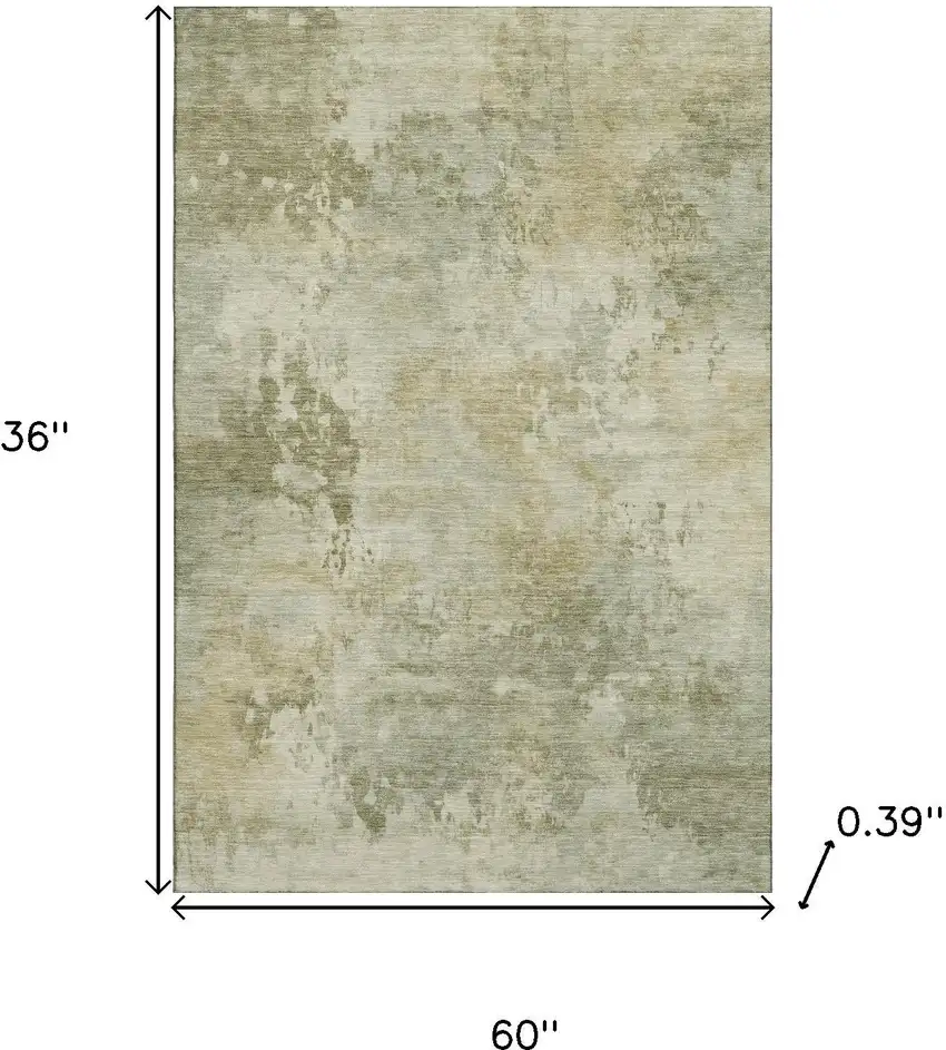 Sage And Beige Abstract Washable Area Rug With UV Protection Photo 9