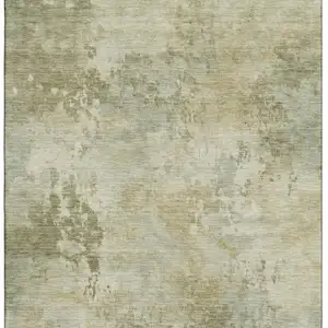 Photo of Sage And Beige Abstract Washable Area Rug With UV Protection
