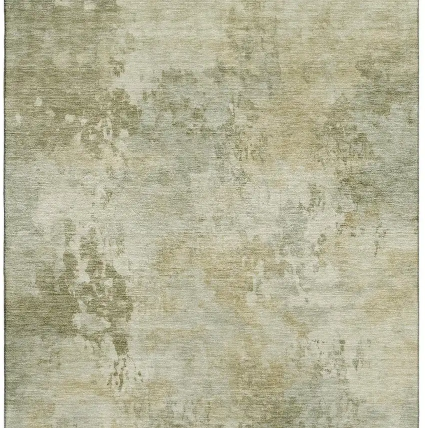 Sage And Beige Abstract Washable Area Rug With UV Protection Photo 4
