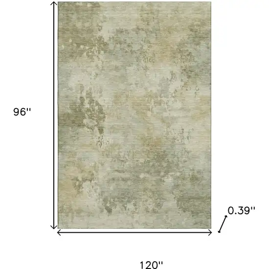 Sage And Beige Abstract Washable Area Rug With UV Protection Photo 9