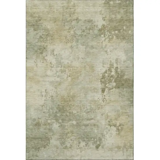 Sage And Beige Abstract Washable Area Rug With UV Protection Photo 4