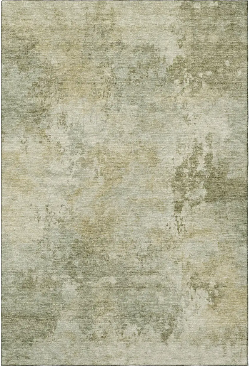 Sage And Beige Abstract Washable Area Rug With UV Protection Photo 4