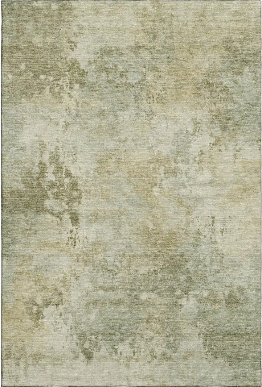 Sage And Beige Abstract Washable Area Rug With UV Protection Photo 1