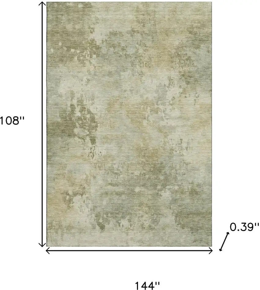 Sage And Beige Abstract Washable Area Rug With UV Protection Photo 9