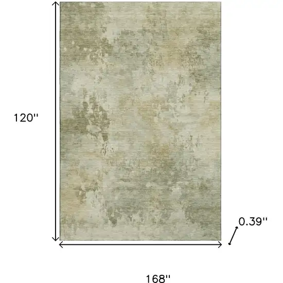 Sage And Beige Abstract Washable Area Rug With UV Protection Photo 9