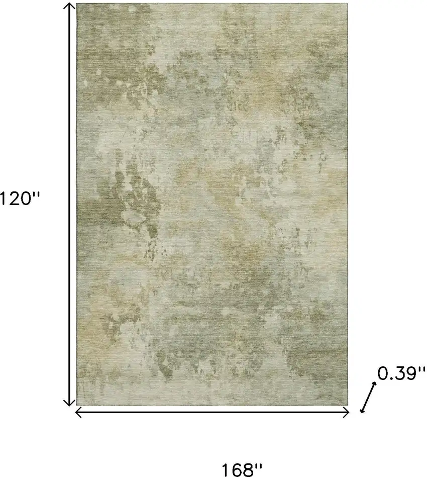 Sage And Beige Abstract Washable Area Rug With UV Protection Photo 9