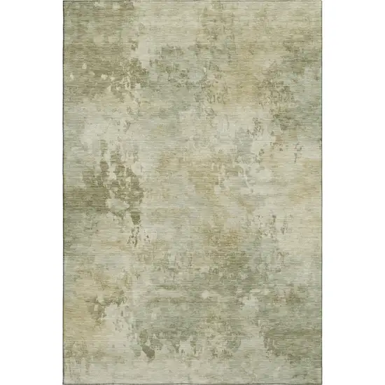Sage And Beige Abstract Washable Area Rug With UV Protection Photo 1